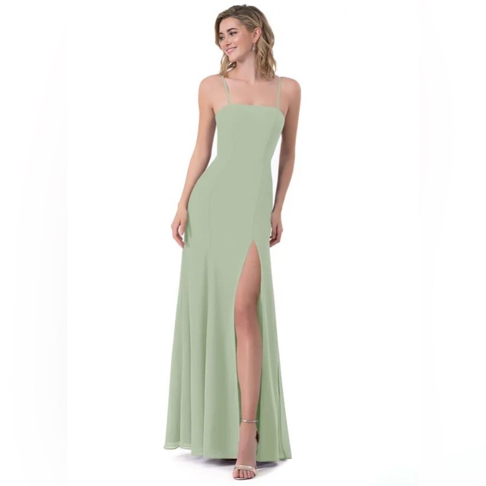 Azazie Cosette Long Bridesmaids Dress Light Green Size A4